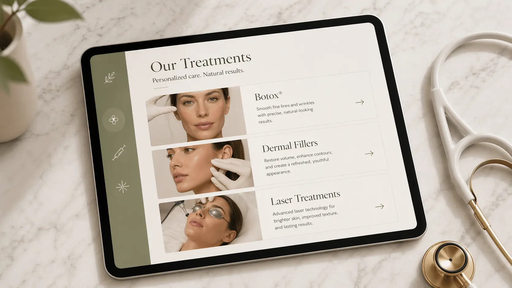 AI trained on your full med spa service menu — Botox, fillers, lasers